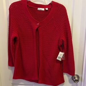 NWT Kim Rogers Vibrant Red Women's Cardigan